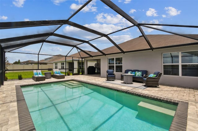 11861 Downy Birch Dr, Riverview, FL 33569 - outdoor pool with an outdoor living space, a patio, and a lanai