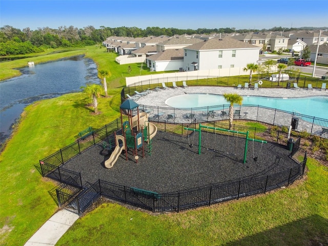 11861 Downy Birch Dr, Riverview, FL 33569 - aerial view of residential area featuring a pool area and a nearby body of water