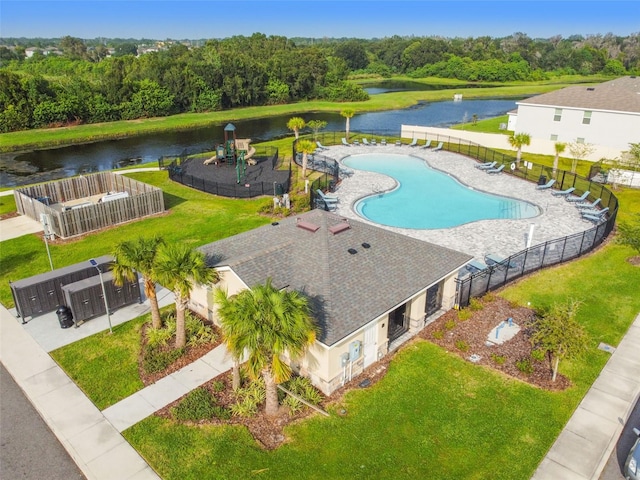 11861 Downy Birch Dr, Riverview, FL 33569 - bird's eye view of a large body of water and a pool area
