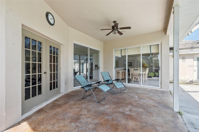8921 Kilmer Way, Hudson, FL 34667 - view of patio / terrace featuring french doors and ceiling fan
