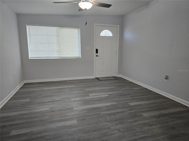 6730 Sandra Dr, Port Richey, FL 34668 - entryway with a ceiling fan and dark wood-type flooring