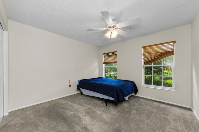 9519 Scenic Pine Ct, New Port Richey, FL 34655 - bedroom featuring carpet, a ceiling fan, and a textured ceiling