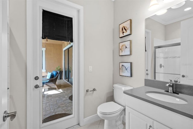 13208 Fawn Lily Dr, Riverview, FL 33579 - full bathroom with vanity, a shower with shower door, and tile patterned flooring