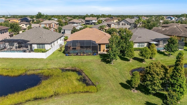13208 Fawn Lily Dr, Riverview, FL 33579 - aerial perspective of suburban area featuring a large body of water