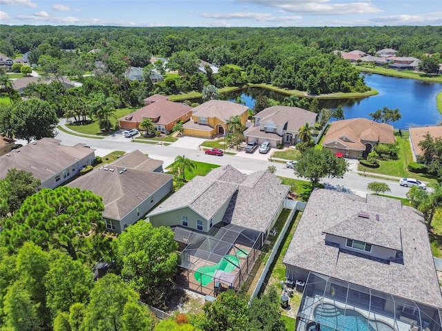 11126 Biddeford Pl, New Port Richey, FL 34654 - aerial perspective of suburban area with a nearby body of water and a forest