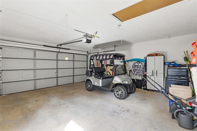 garage with a garage door opener