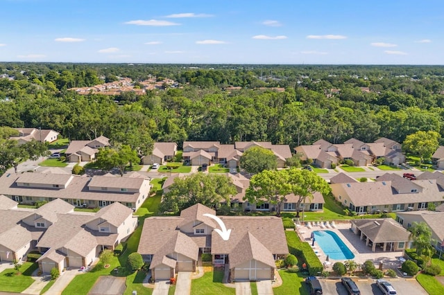 6519 Thicket Trl, New Port Richey, FL 34653 - aerial view of residential area featuring a pool area