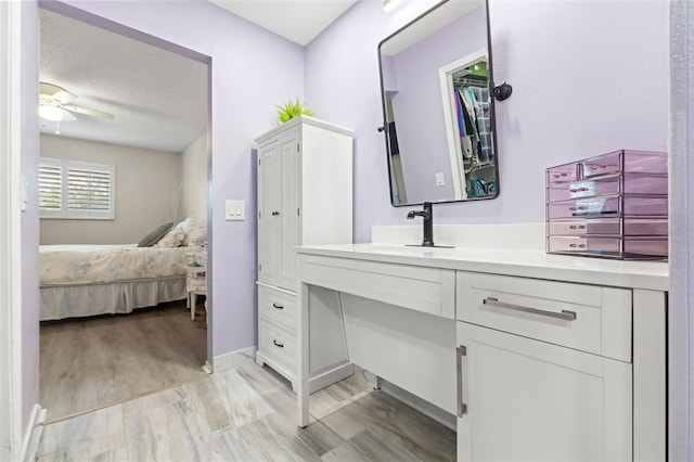 6519 Thicket Trl, New Port Richey, FL 34653 - full bath featuring ensuite bathroom, vanity, a ceiling fan, and wood finished floors
