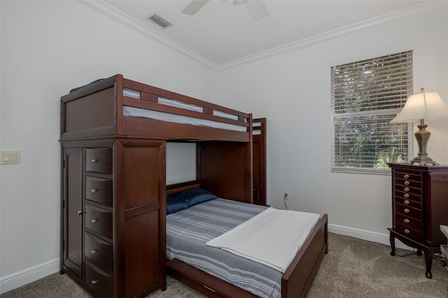 10508 Pontofino Cir, Trinity, FL 34655 - carpeted bedroom with ornamental molding and ceiling fan