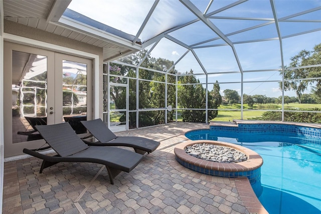 10508 Pontofino Cir, Trinity, FL 34655 - swimming pool with a patio, french doors, and a lanai