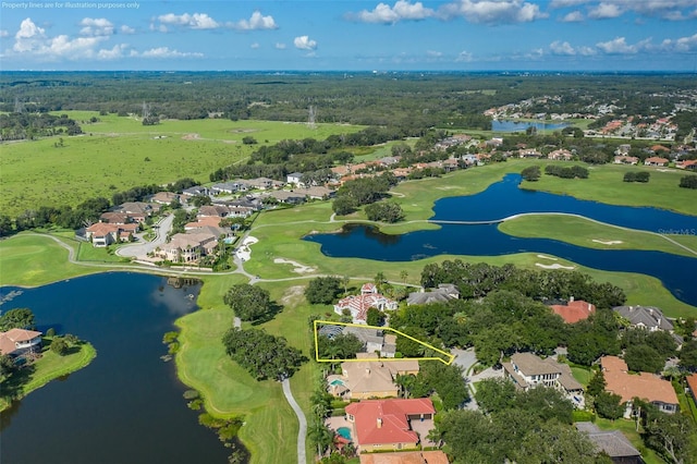 10508 Pontofino Cir, Trinity, FL 34655 - aerial perspective of suburban area with a golf course and a nearby body of water