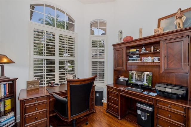 10508 Pontofino Cir, Trinity, FL 34655 - office area featuring dark wood-type flooring