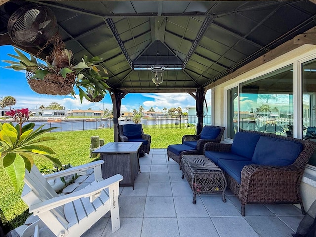 12817 2nd Isle, Hudson, FL 34667 - view of patio with a water view, a gazebo, and an outdoor hangout area