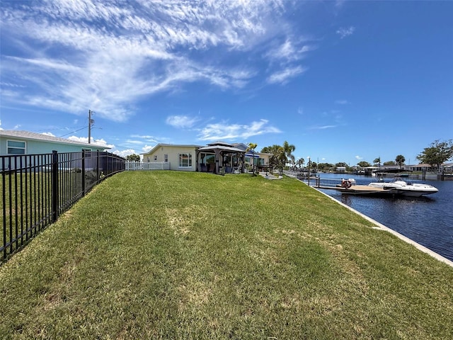 12817 2nd Isle, Hudson, FL 34667 - view of yard featuring a gazebo, a water view, and a dock