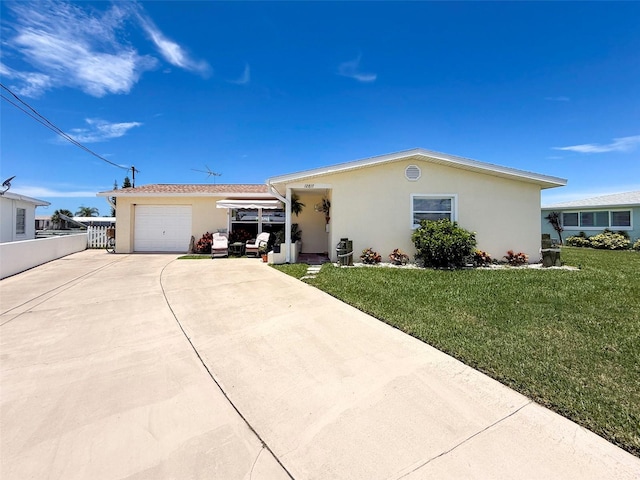12817 2nd Isle, Hudson, FL 34667 - ranch-style home with concrete driveway, an attached garage, and stucco siding