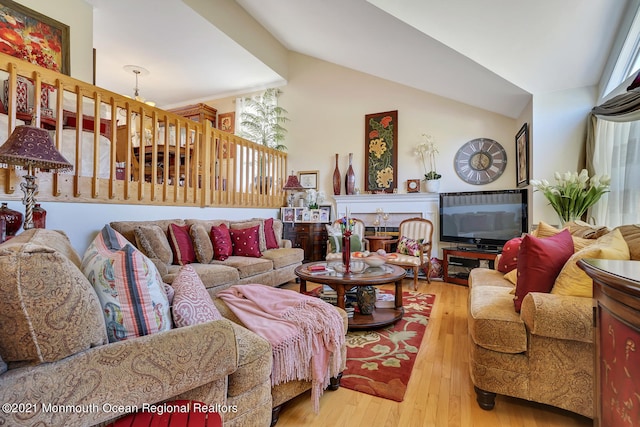 38 Sweet Gum Rd, Howell, NJ 07731 - living room featuring hardwood / wood-style flooring and vaulted ceiling