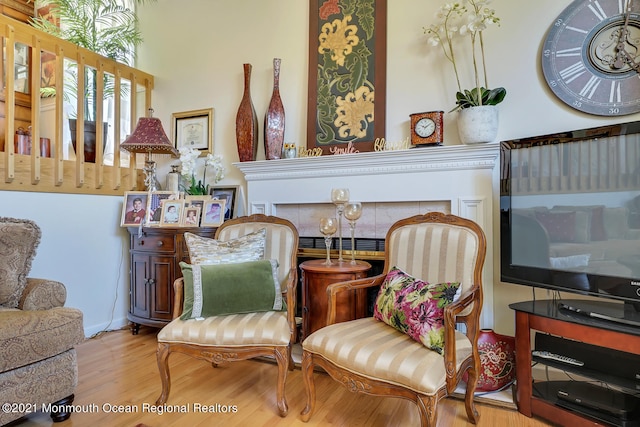 38 Sweet Gum Rd, Howell, NJ 07731 - sitting room with wood finished floors and a fireplace