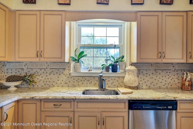 38 Sweet Gum Rd, Howell, NJ 07731 - kitchen featuring dishwasher, tasteful backsplash, and light stone counters