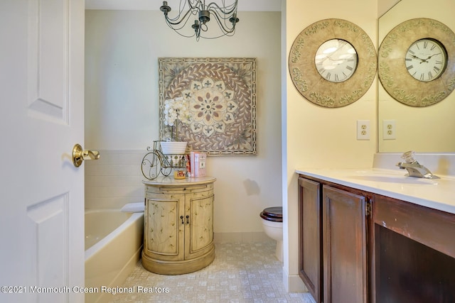 38 Sweet Gum Rd, Howell, NJ 07731 - full bathroom with vanity, a chandelier, and a bath