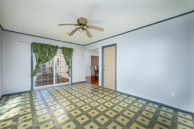 unfurnished room with ceiling fan