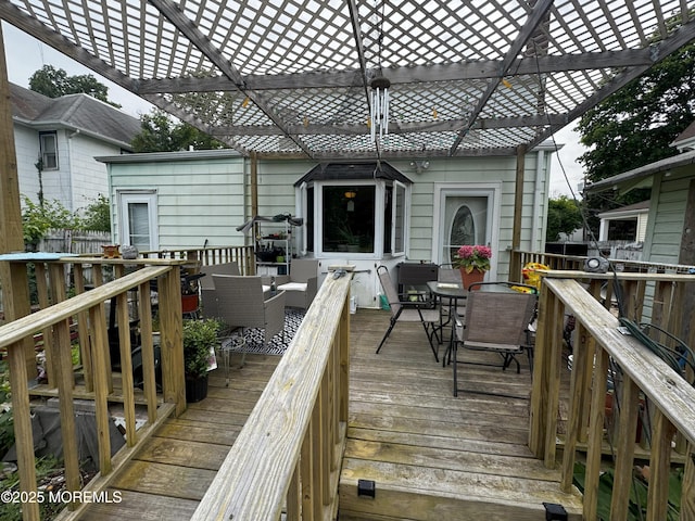115 Washington St, Long Branch, NJ 07740 - wooden deck featuring outdoor dining area and a pergola