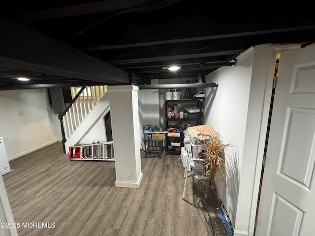 115 Washington St, Long Branch, NJ 07740 - finished basement with wood finished floors, stairs, and baseboards