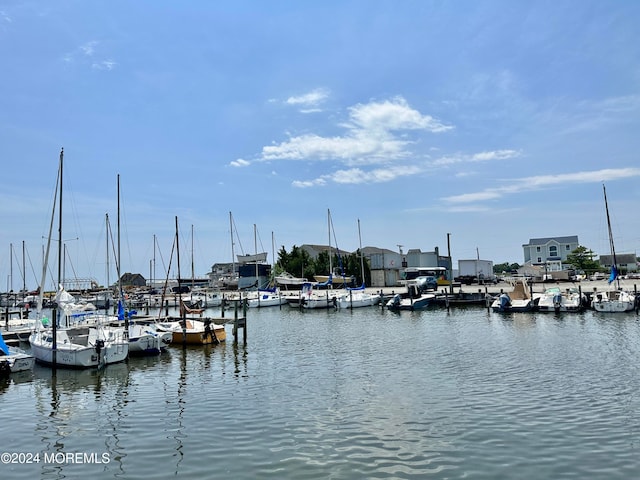 view of dock featuring a water view