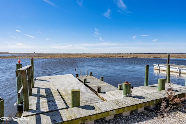 dock area featuring a water view