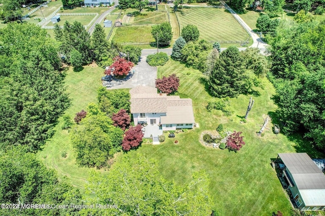 drone / aerial view with a rural view