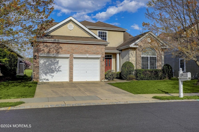 view of front of property with a front lawn