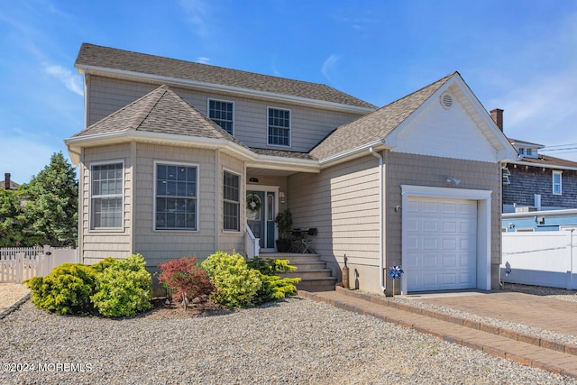 front facade with a garage