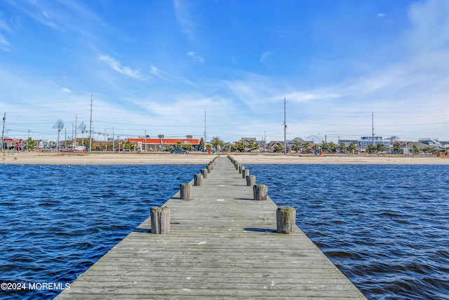 view of dock featuring a water view