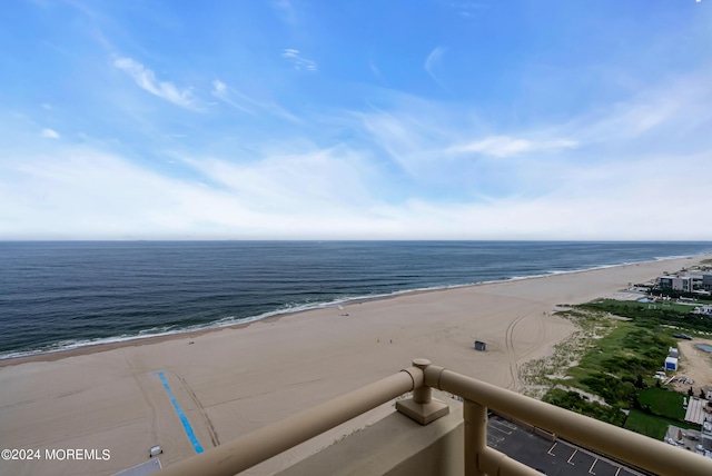 property view of water featuring a beach view