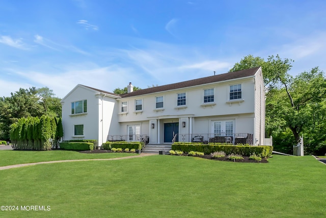 colonial house with a front lawn