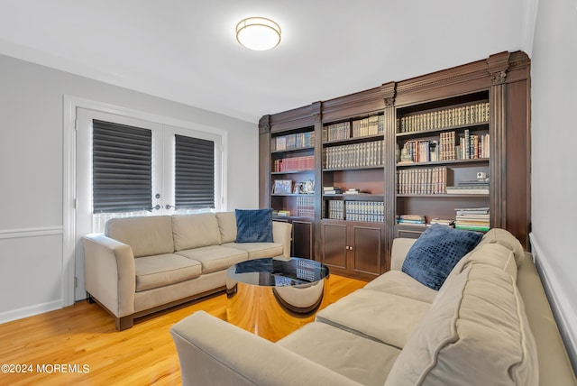 living room with light hardwood / wood-style floors