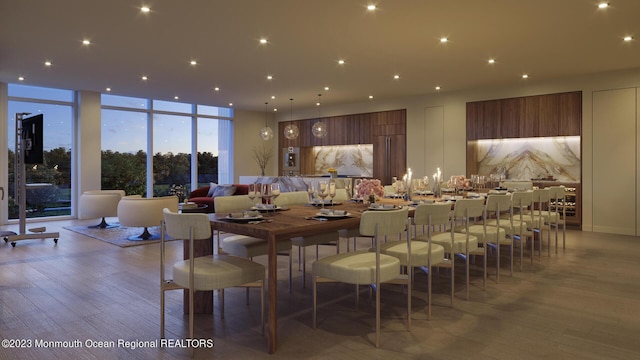 390 Ocean Ave Unit 2312, Long Branch, NJ 07740 - dining space with expansive windows, wood finished floors, and recessed lighting