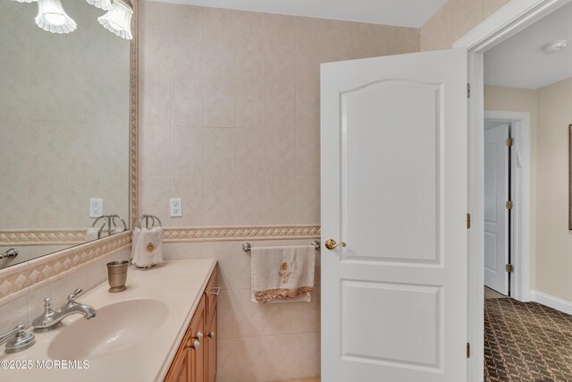 65 Chicanos Dr, Lakewood, NJ 08701 - bathroom featuring vanity and tile walls