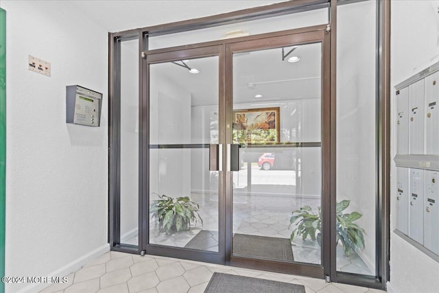 doorway with mail boxes