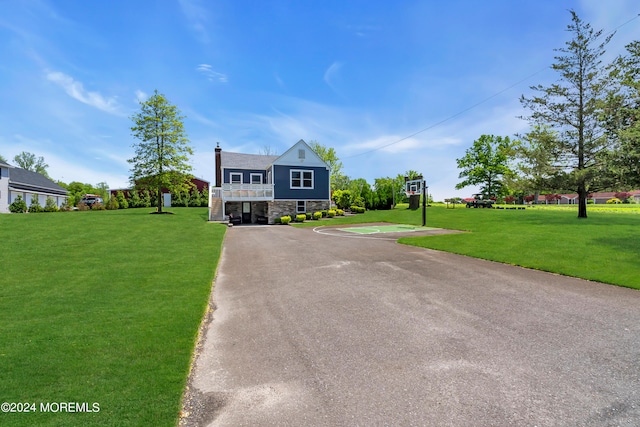 view of front of home with a front yard