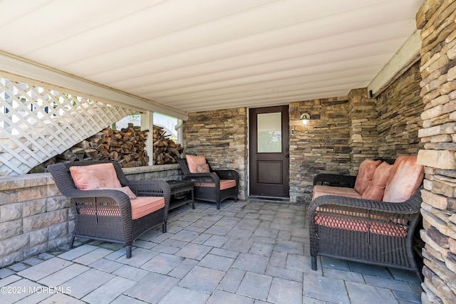 view of terrace featuring an outdoor hangout area