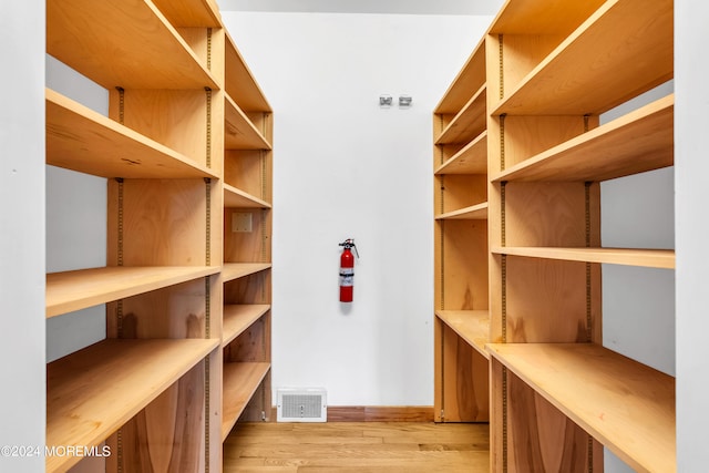 spacious closet with light hardwood / wood-style flooring