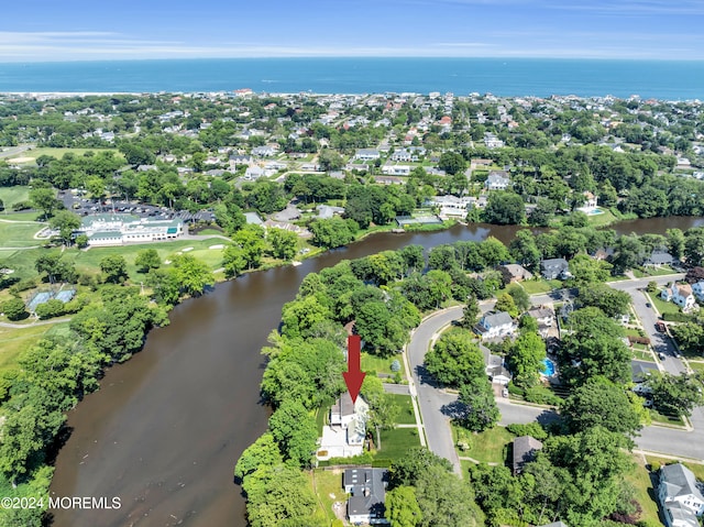 bird's eye view featuring a water view