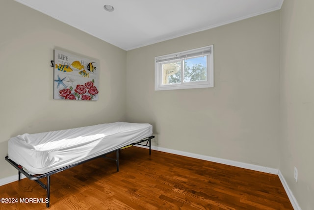 bedroom with hardwood / wood-style floors