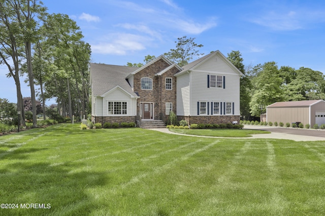 view of front property with a front lawn