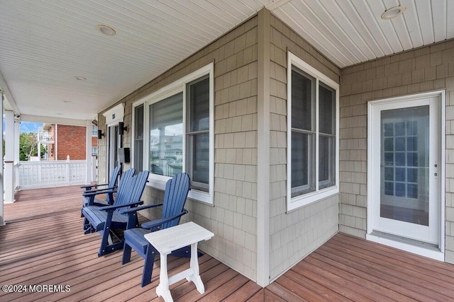 wooden terrace with covered porch