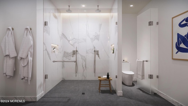 390 Ocean Ave Unit 2707, Long Branch, NJ 07740 - full bath with a marble finish shower, toilet, baseboards, and recessed lighting