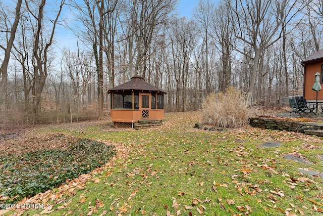 view of yard with a gazebo