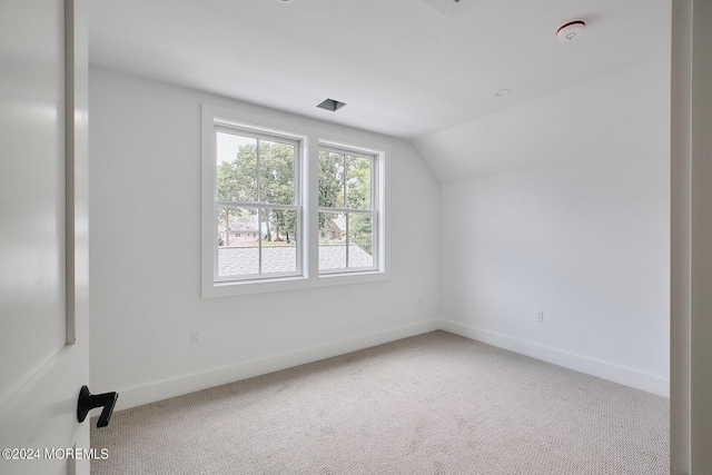 additional living space with carpet floors and vaulted ceiling