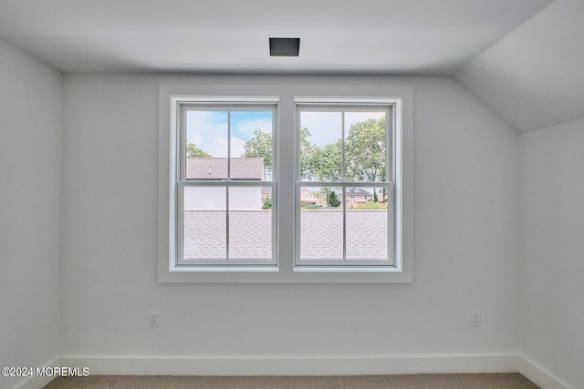 bonus room with carpet floors and lofted ceiling