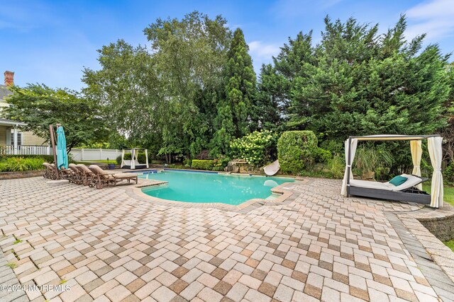 view of swimming pool featuring a patio